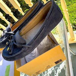 Michael Kors navy suede (gold accents) moccasin.
